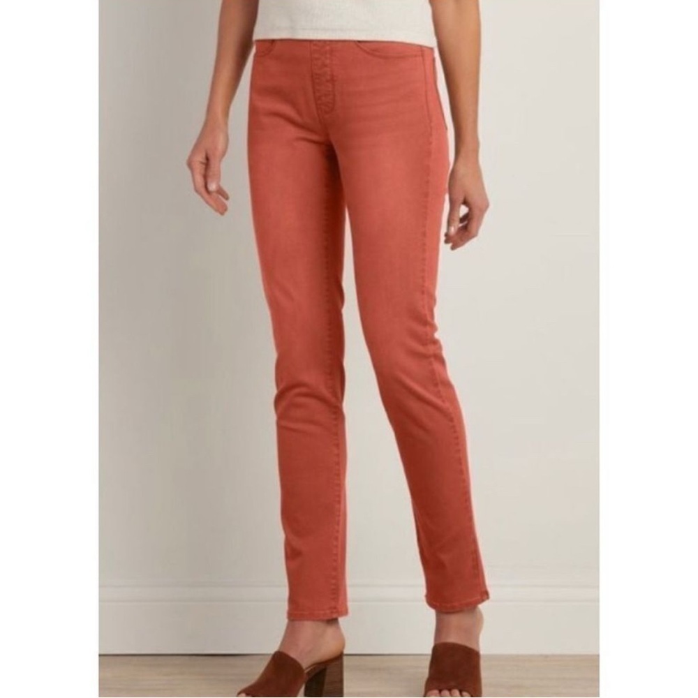 Soft Surroundings Color Me Metro Pull-On Pant Rust Coral Size XL Straight Leg